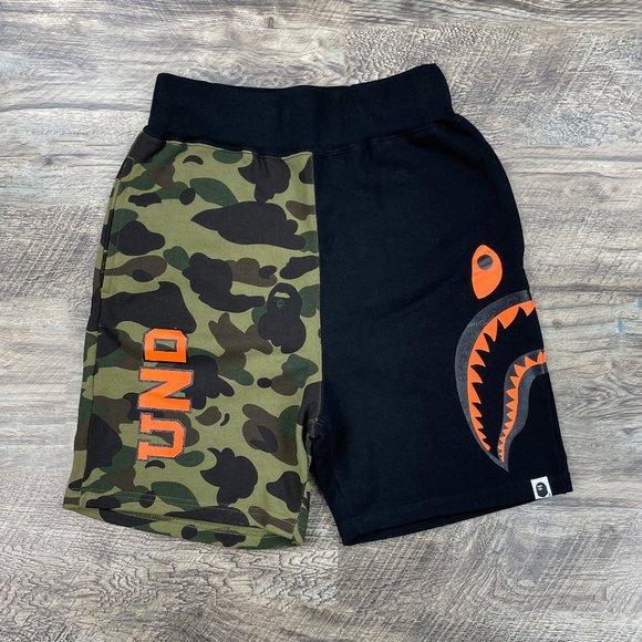 BAPE x Undefeated Black Spilt Shark Sweat Shorts
